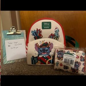 Disney Lilo and stitch Christmas Loungefly mini backpack